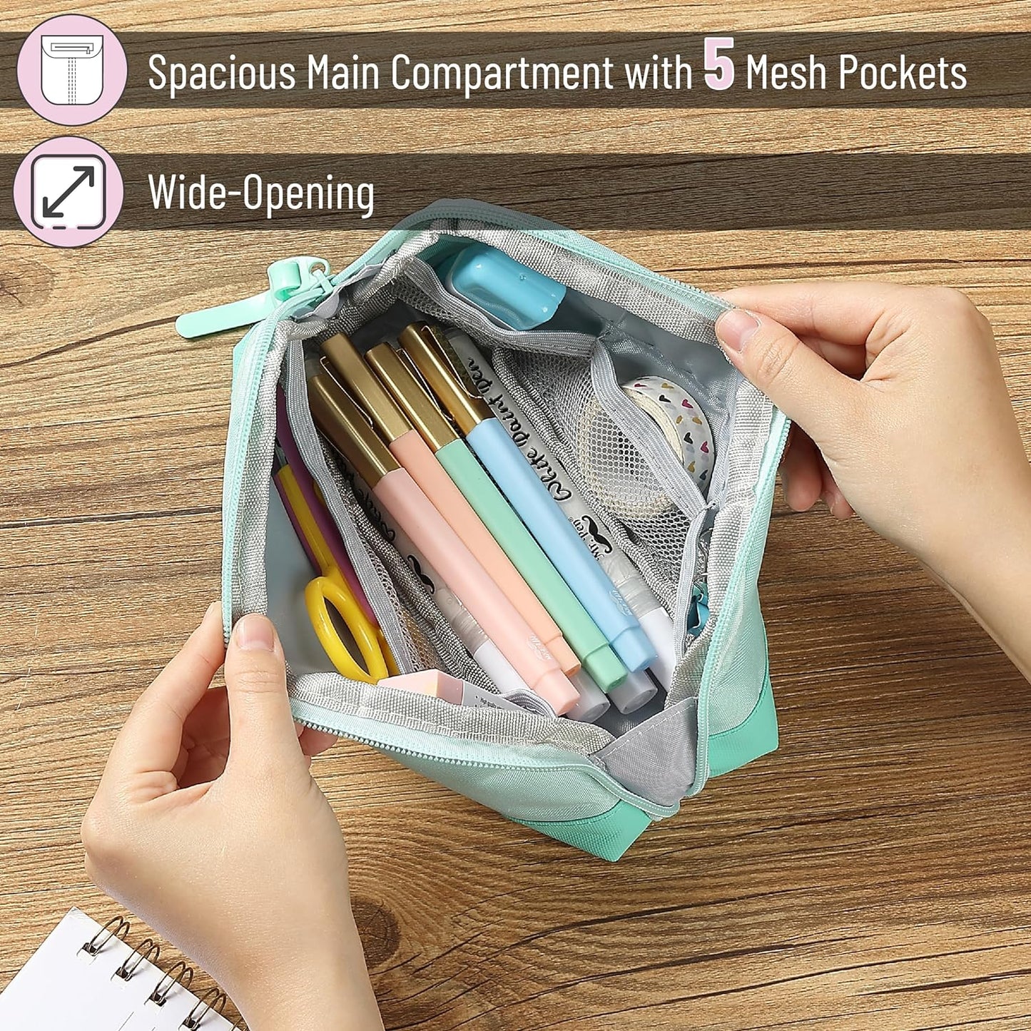 Mr. Pen- Wide-Opening Pencil Case, Triangle Design