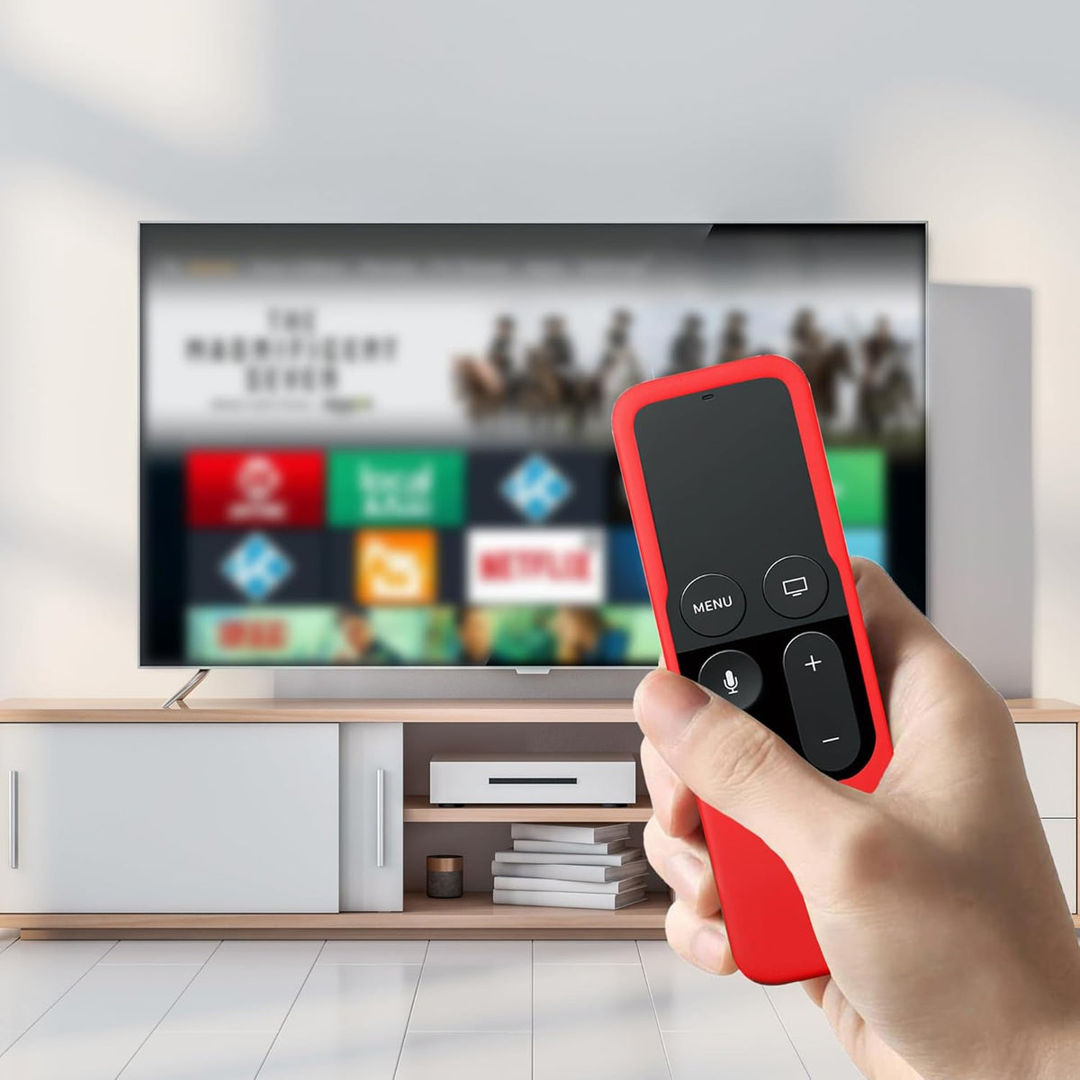 Silicone Case Compatible with Apple TV 4K/HD Siri Remote (1St Gen) - Anti-Slip Shock Proof Soft Remote Cover Case Compatible with Apple TV 4K 5Th 4Th Gen Siri Remote Controller - Red