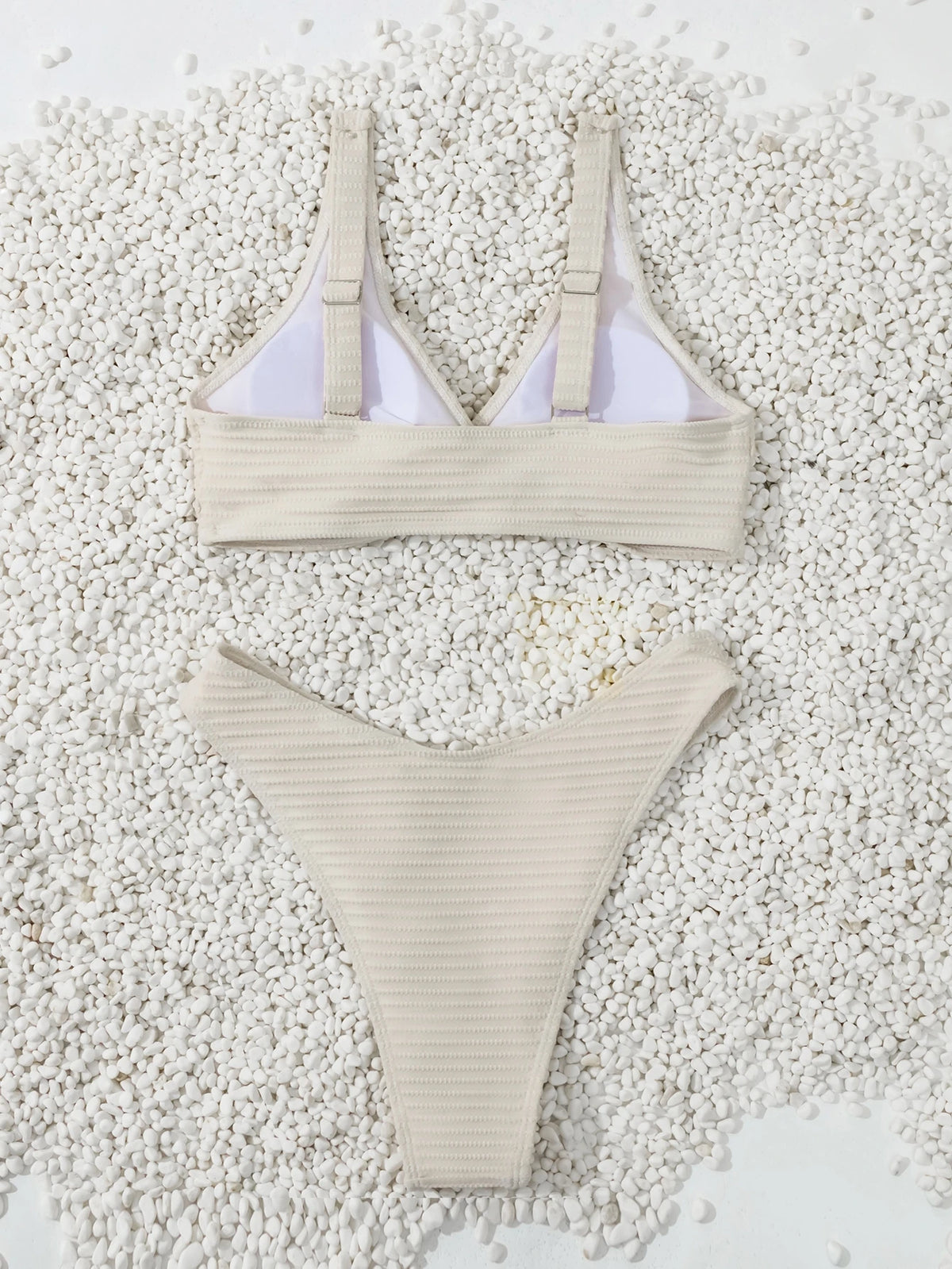 Swim Basics Summer Beach Ladies' Solid Color Twist Front Bikini Set