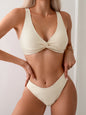Swim Basics Summer Beach Ladies' Solid Color Twist Front Bikini Set