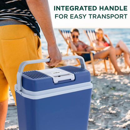 24L Portable Thermoelectric Cooler & Warmer 12V with Handle Blue