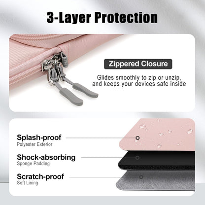 Sleeve Case with Shoulder Strap for Laptop, 13.3-14", Pink